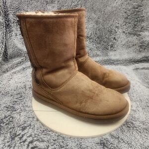 UGG Australia Mayfaire Winter Boots Womens Size 9 EUR 40 Brown Leather Sheepskin